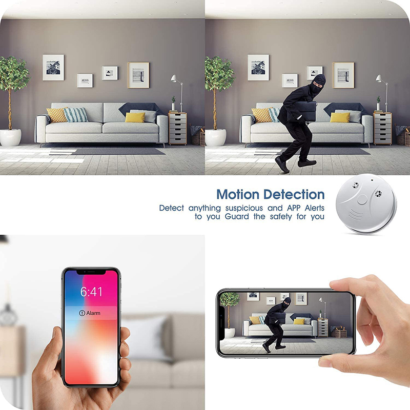 1080P HD Mini Hiden WIFI IP Wireless Motion Detection Video Recorder Smoke Detector Camera With Audio